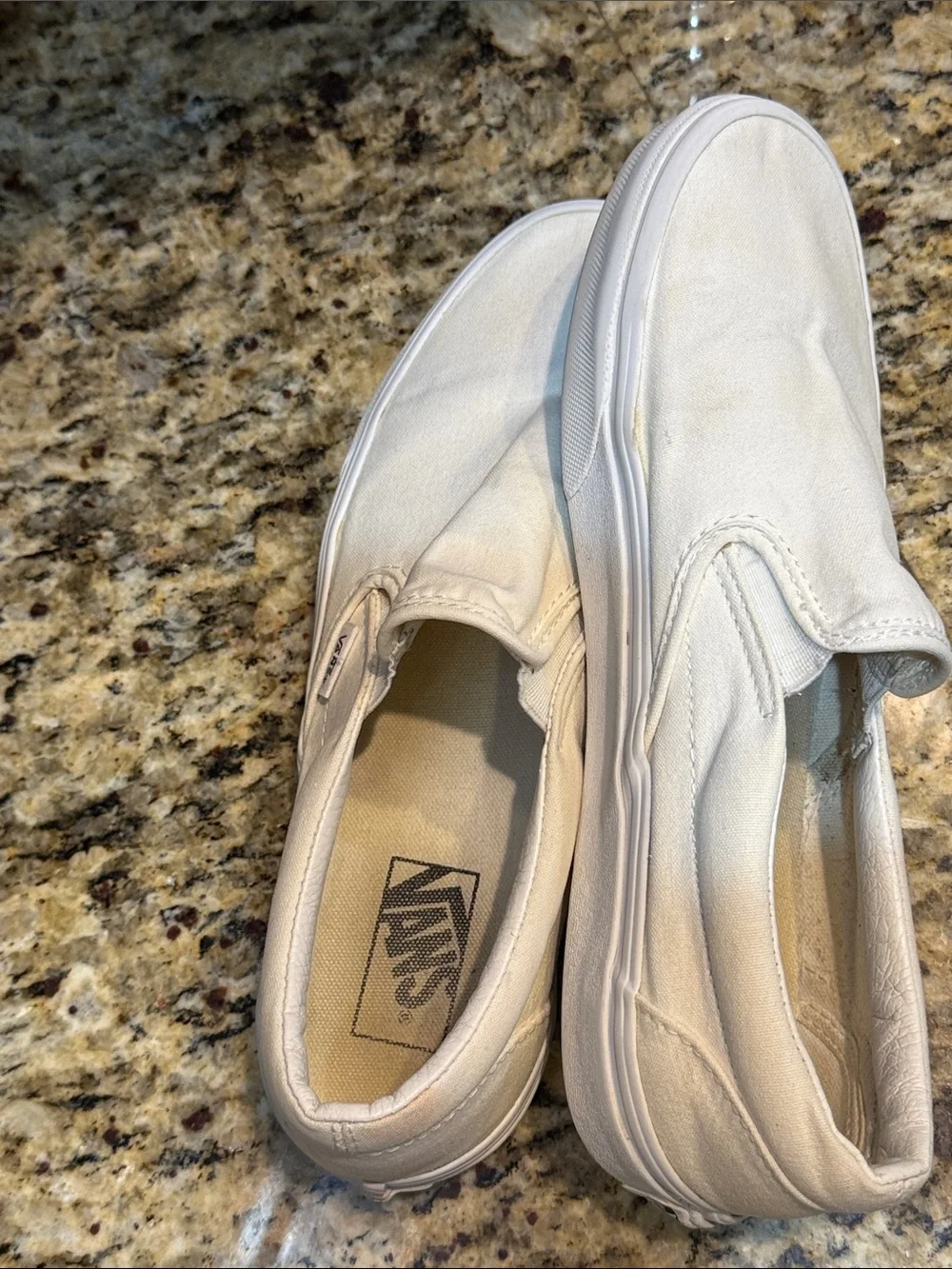 Vans White Slip-On Canvas Sneakers women’s size 10 men’s size 8.5
